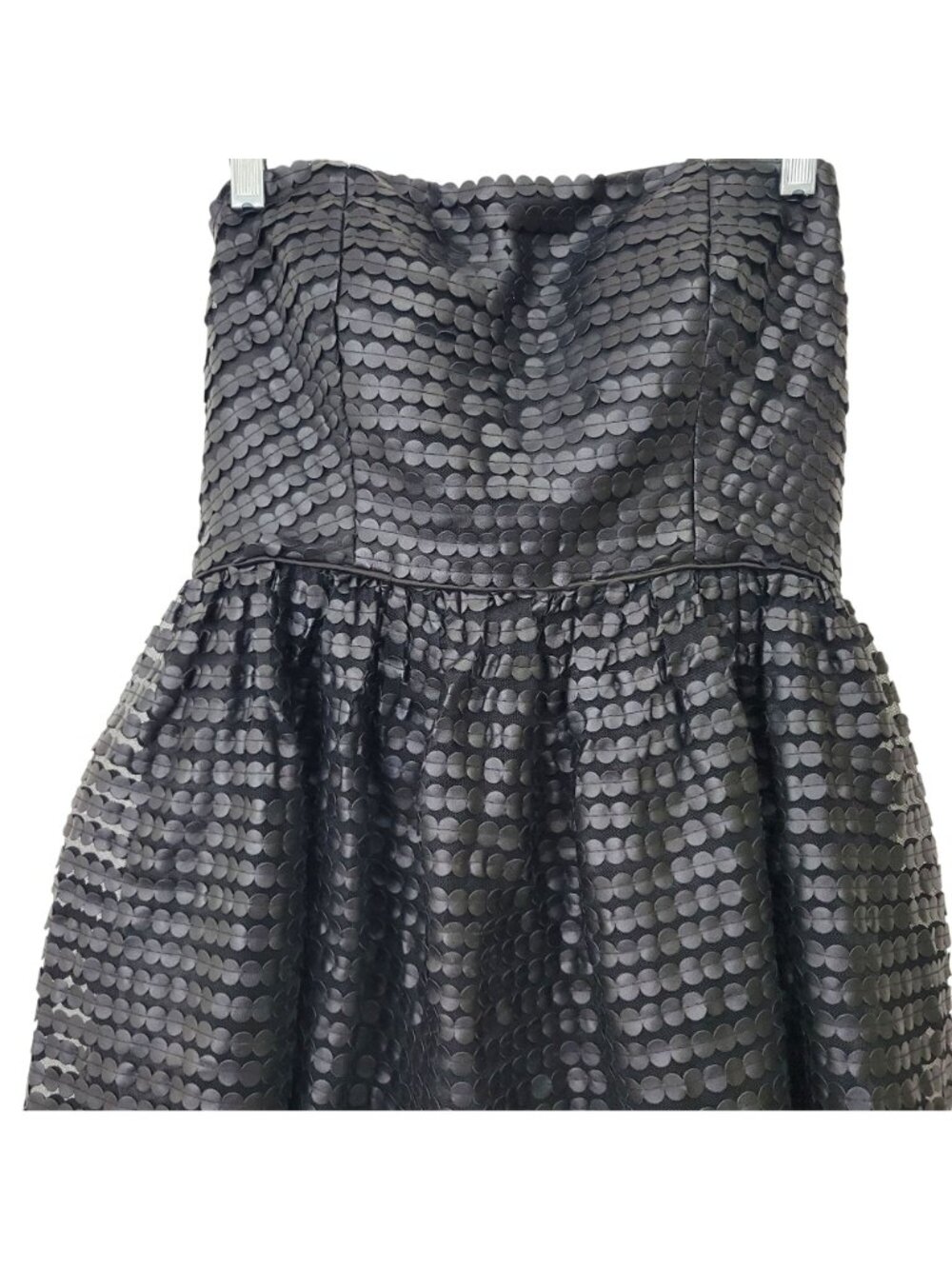 Strapless Black Textured Faux Leather Mini Dress - Picture 3 of 7